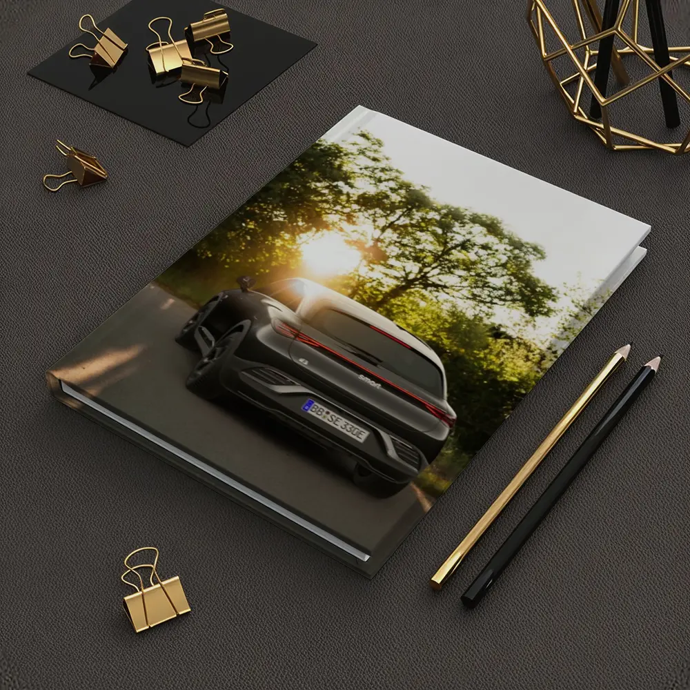 Smart Car Driving Road Golden Sunset Light – Notebooks
