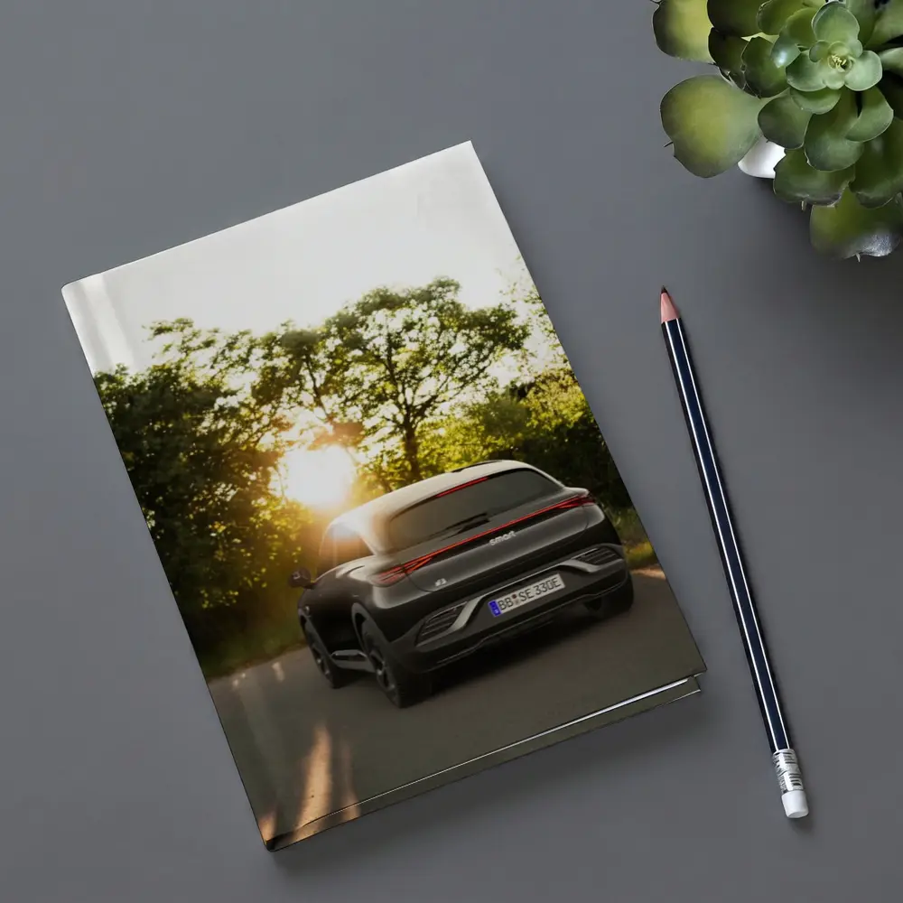 Smart Car Driving Road Golden Sunset Light – Notebooks