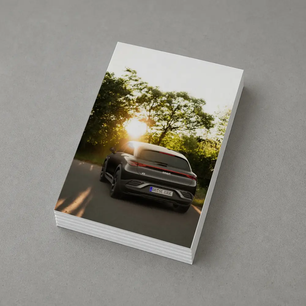 Smart Car Driving Road Golden Sunset Light – Postcards