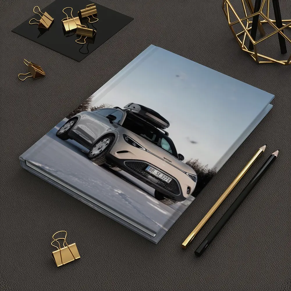 Smart Car Parked On Snowy Winter Landscape – Notebooks