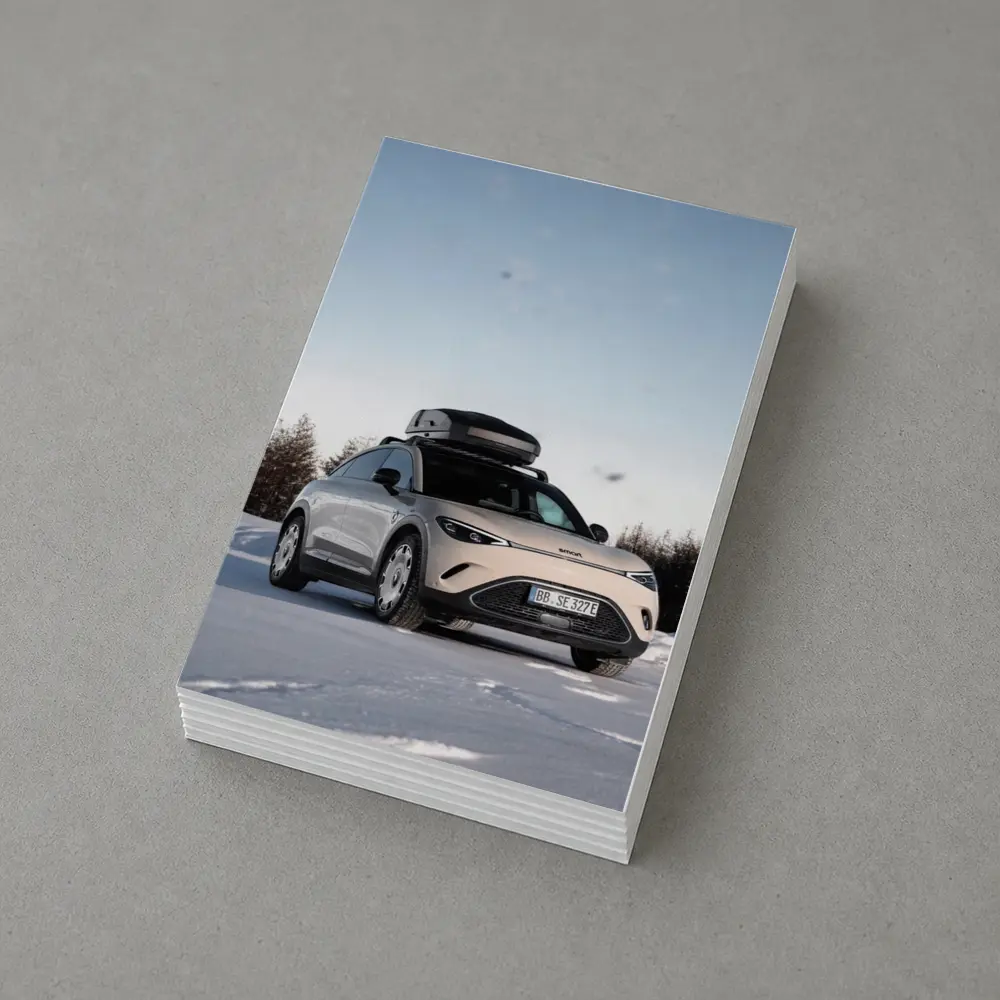 Smart Car Parked On Snowy Winter Landscape – Postcards