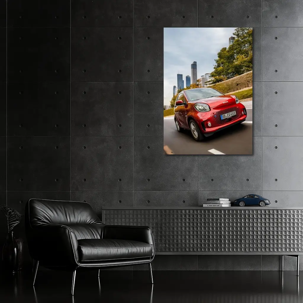 Smart EQ Fortwo Red City Skyline Drive – Wall Art