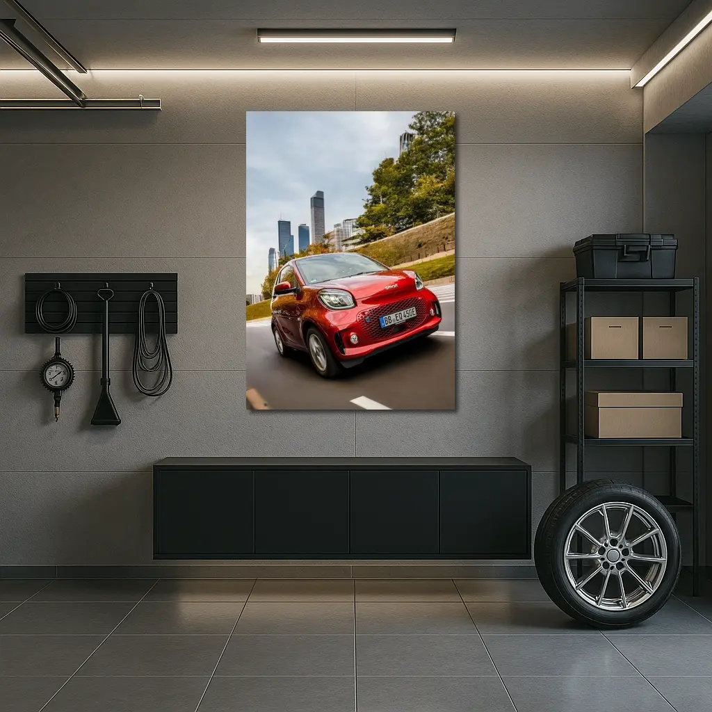 Smart EQ Fortwo Red City Skyline Drive – Wall Art
