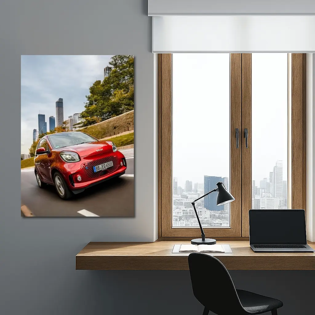 Smart EQ Fortwo Red City Skyline Drive – Wall Art