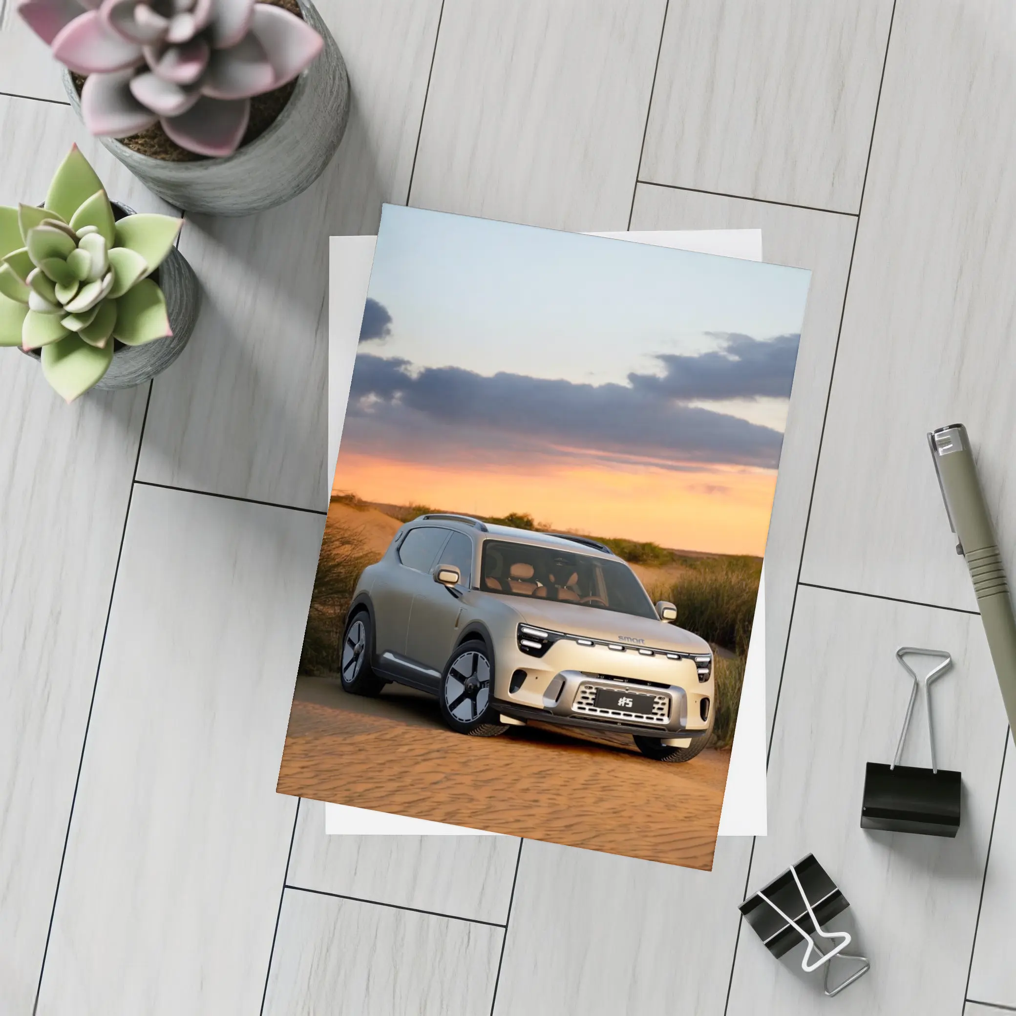 Smart Car SUV Desert Sunset Dunes – Postcards