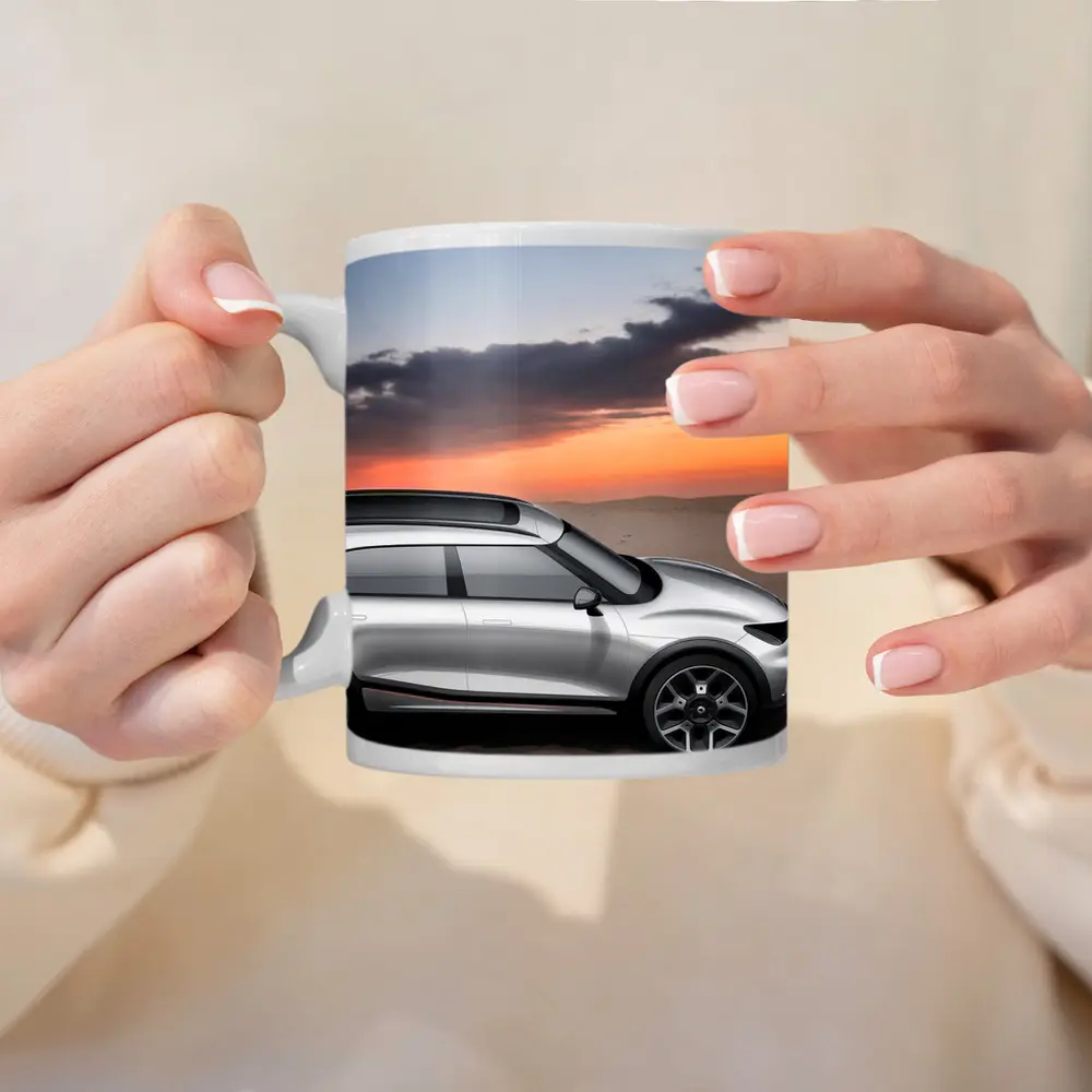 Smart Car Silver SUV Desert Sunset Scene – Mugs
