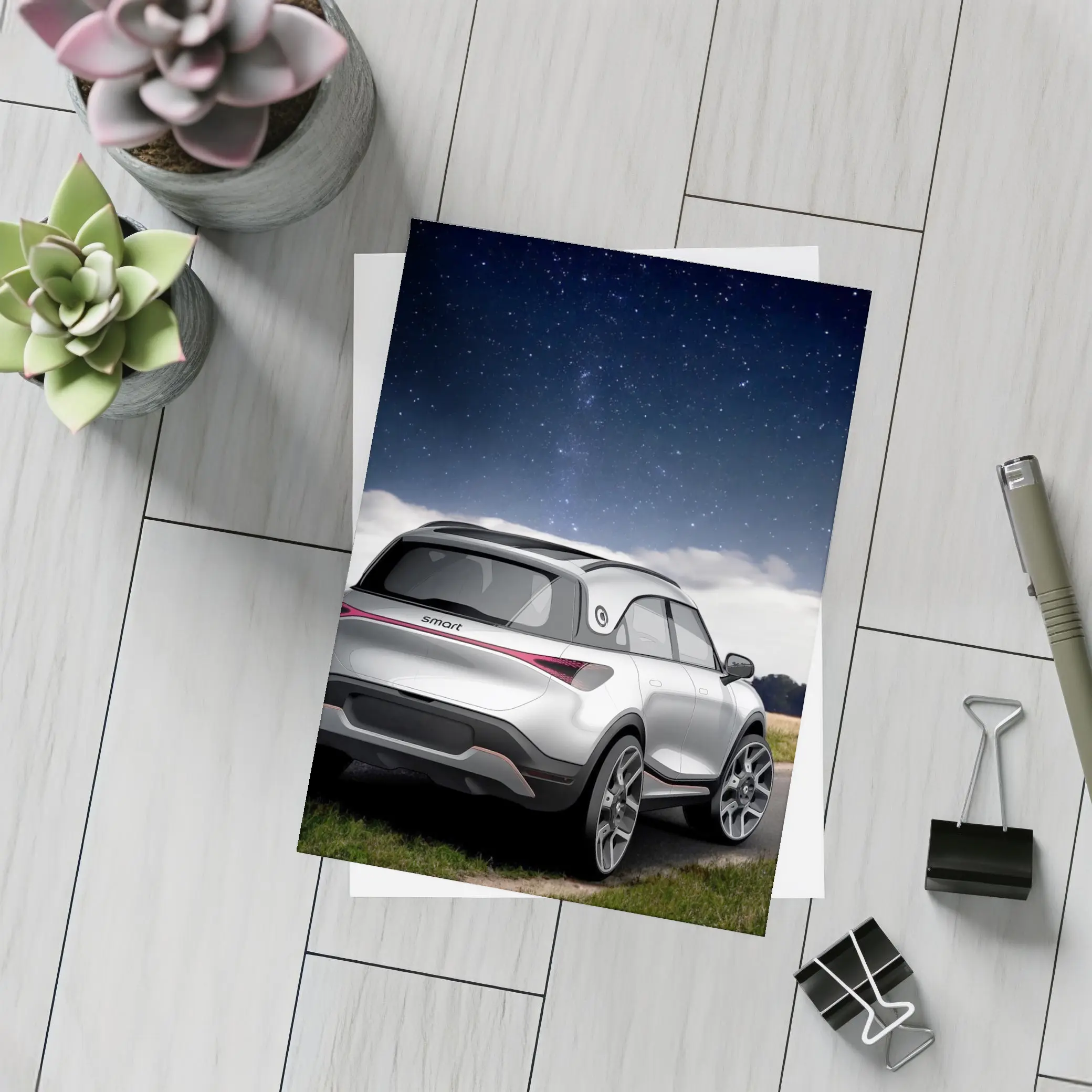 Smart Car Rear View Starry Night Sky – Postcards