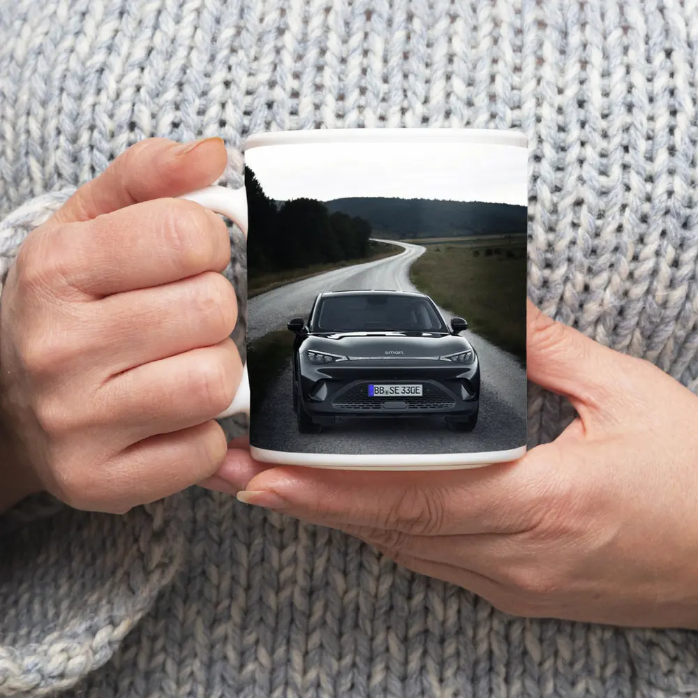 Smart Car On Winding Country Gravel Road – Mugs