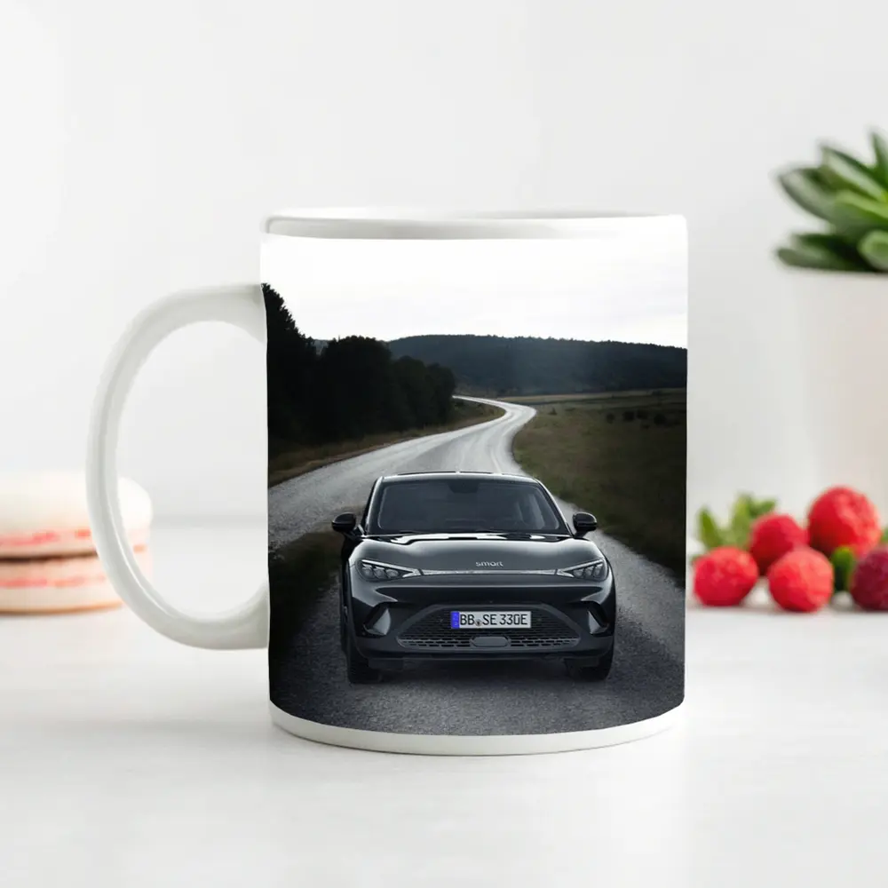 Smart Car On Winding Country Gravel Road – Mugs