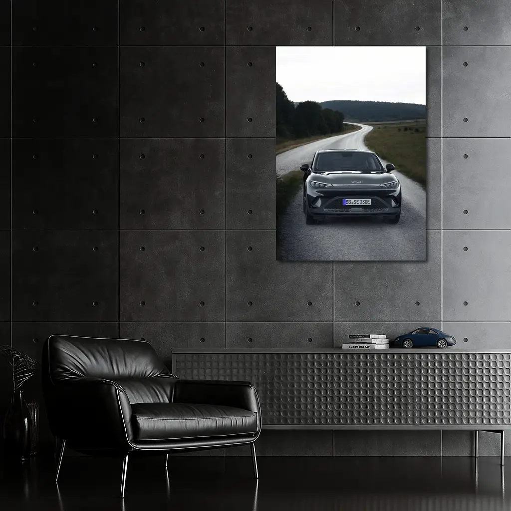Smart Car On Winding Country Gravel Road – Wall Art