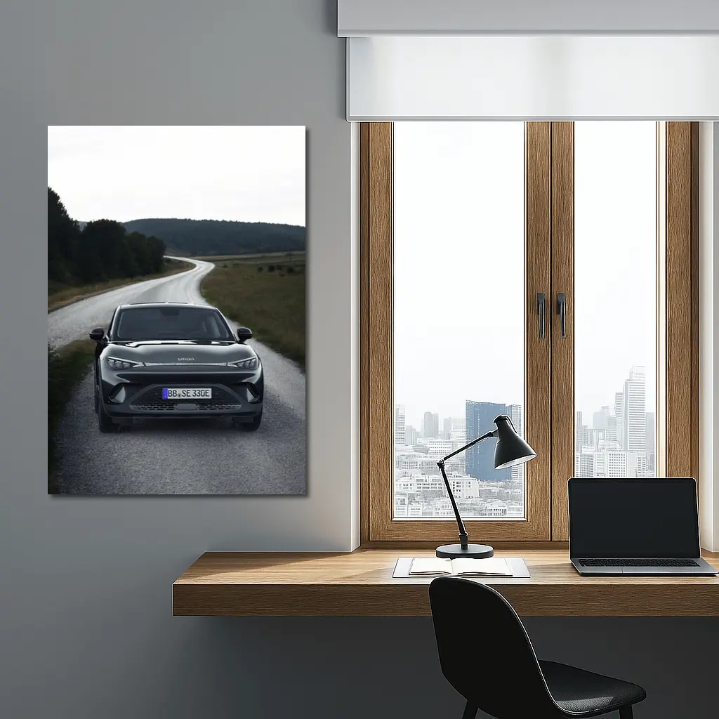 Smart Car On Winding Country Gravel Road – Wall Art