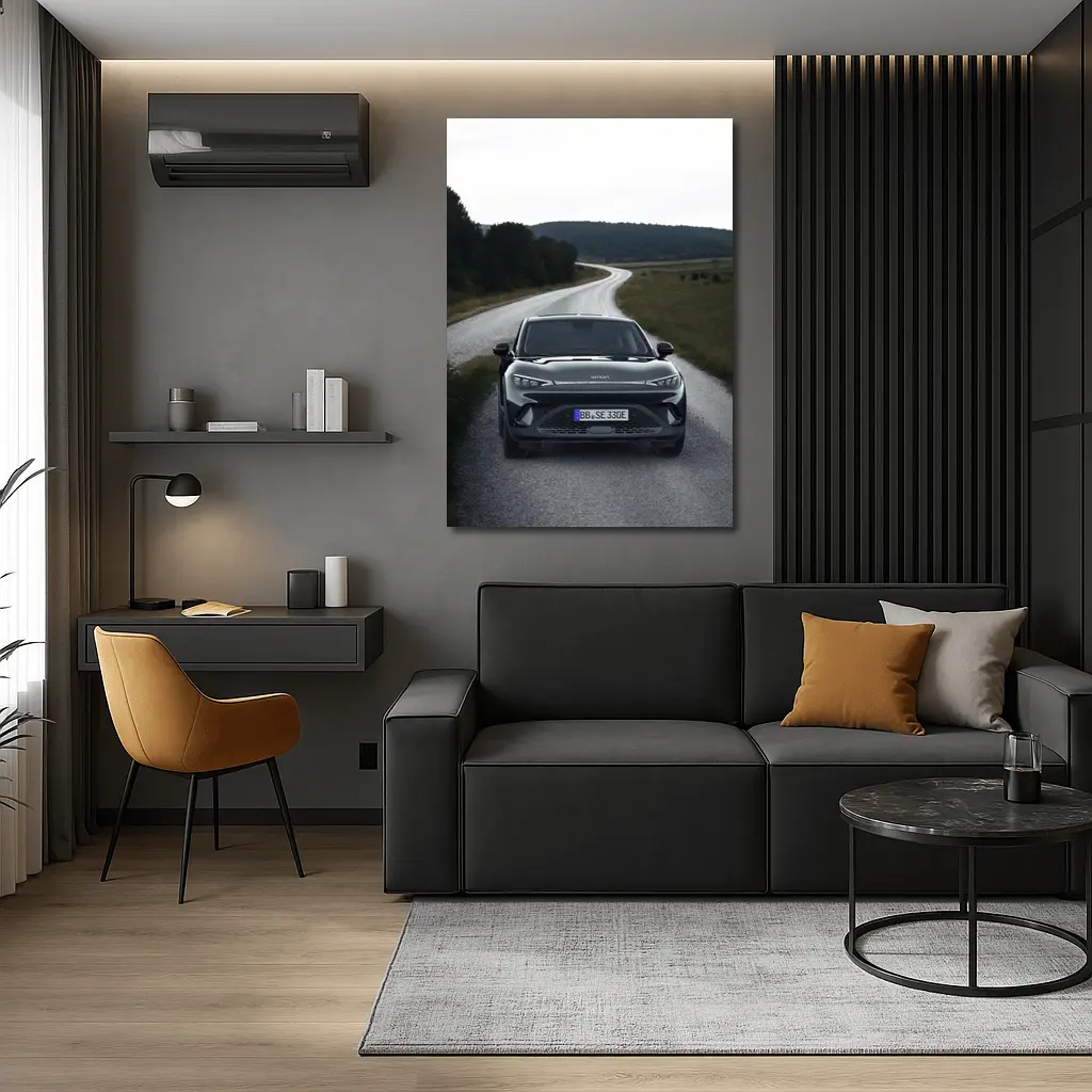 Smart Car On Winding Country Gravel Road – Wall Art