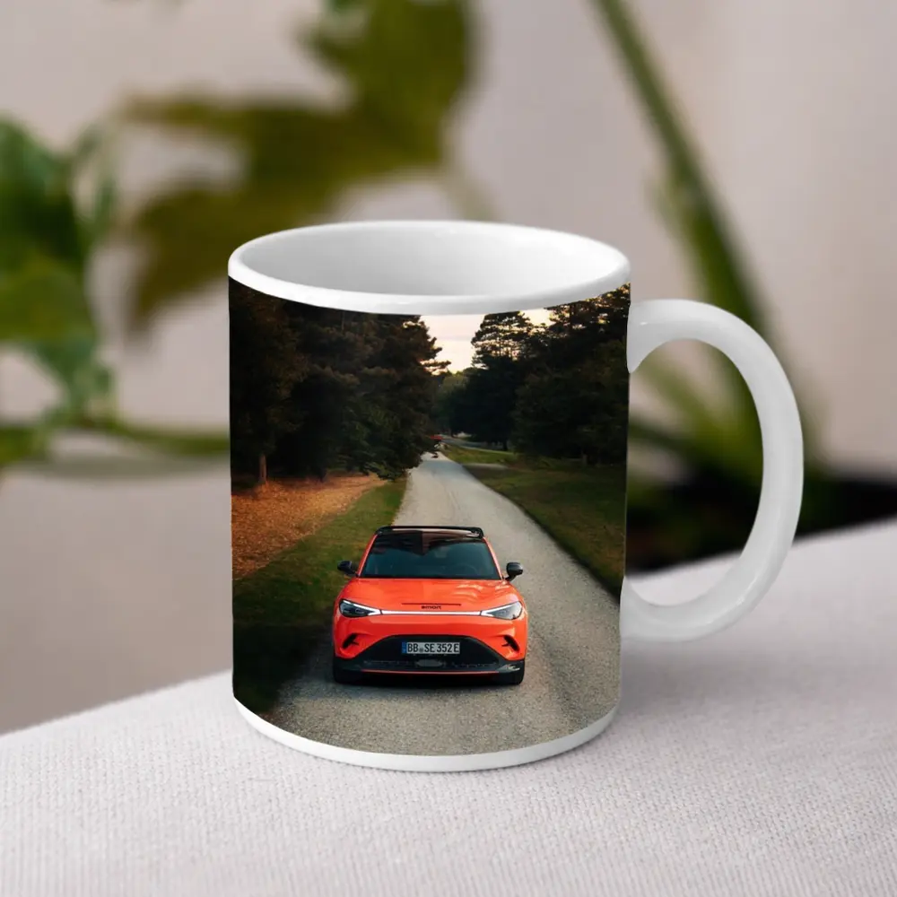 Smart Car Orange SUV Forest Road – Mugs