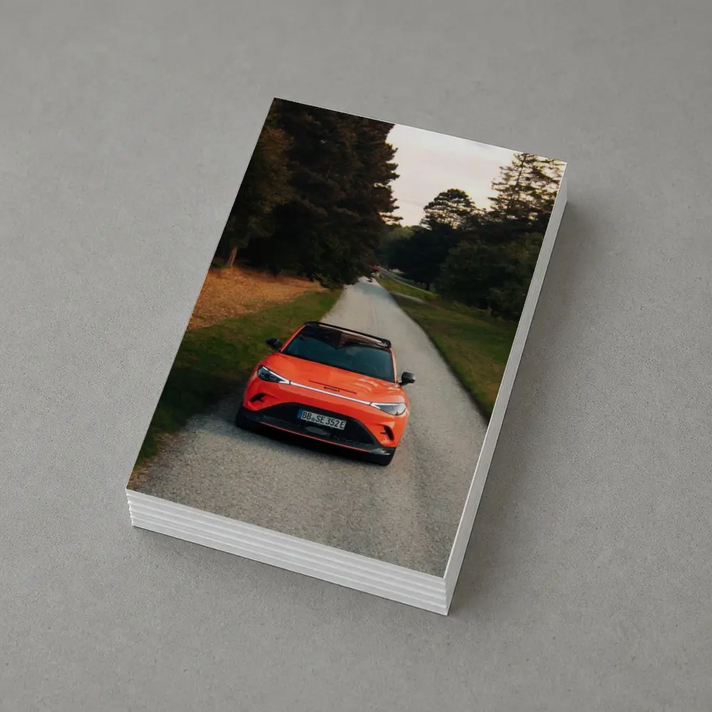 Smart Car Orange SUV Forest Road – Postcards