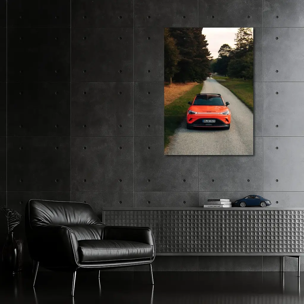 Smart Car Orange SUV Forest Road – Wall Art