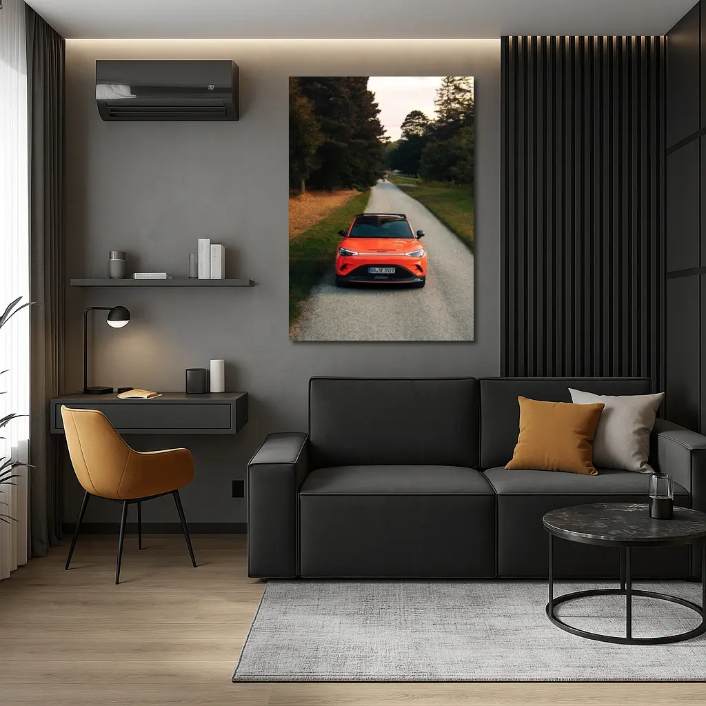 Smart Car Orange SUV Forest Road – Wall Art