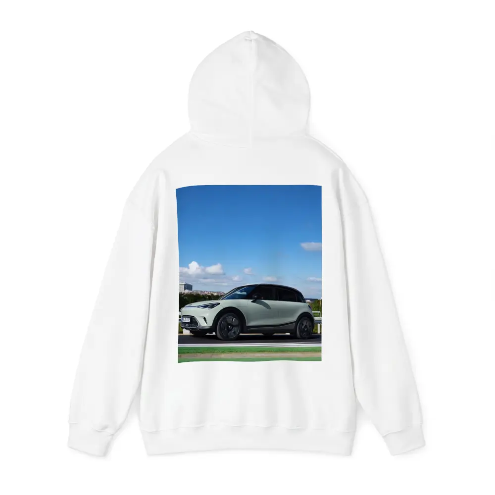 Smart Car Green Highway City Background – Hoodies