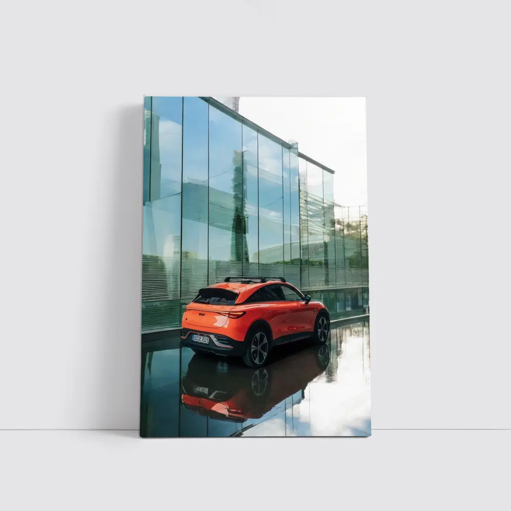 Smart Car Orange SUV Glass Building – Wall Art