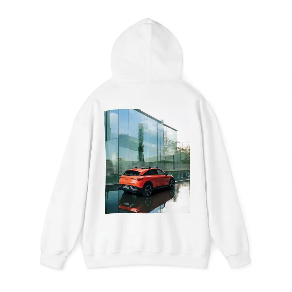 Smart Car Orange SUV Glass Building – Hoodies
