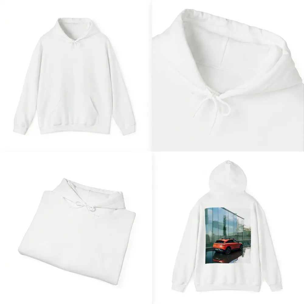 Smart Car Orange SUV Glass Building – Hoodies