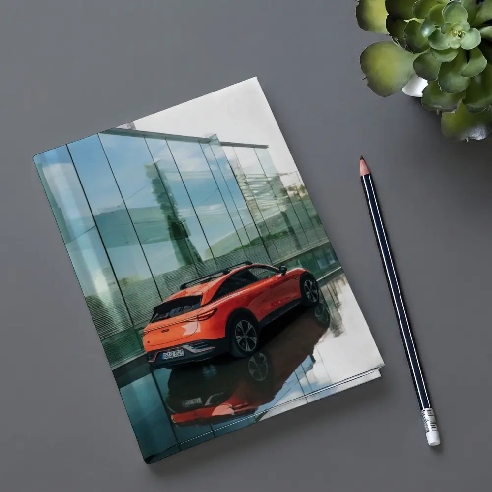 Smart Car Orange SUV Glass Building – Notebooks