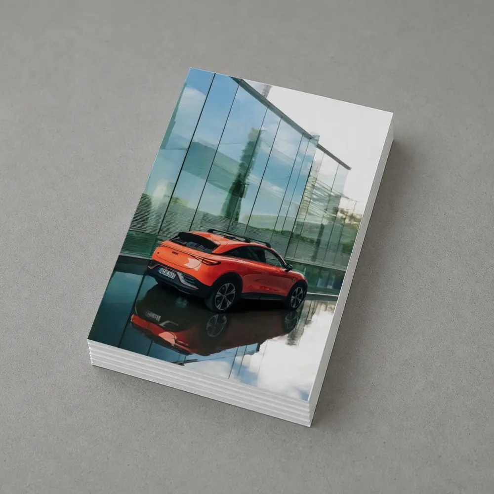 Smart Car Orange SUV Glass Building – Postcards