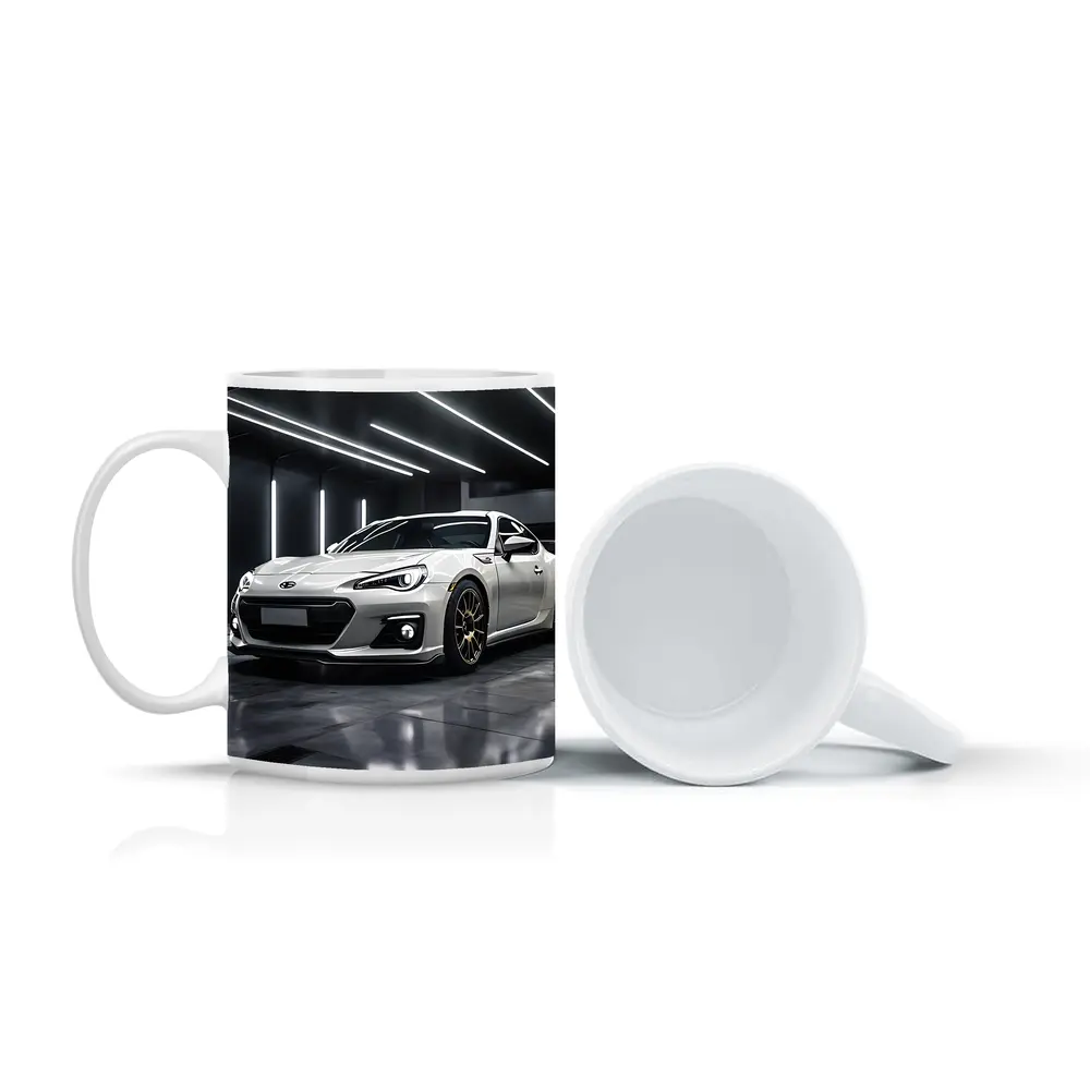 Subaru BRZ White Sports Car Garage – Mugs