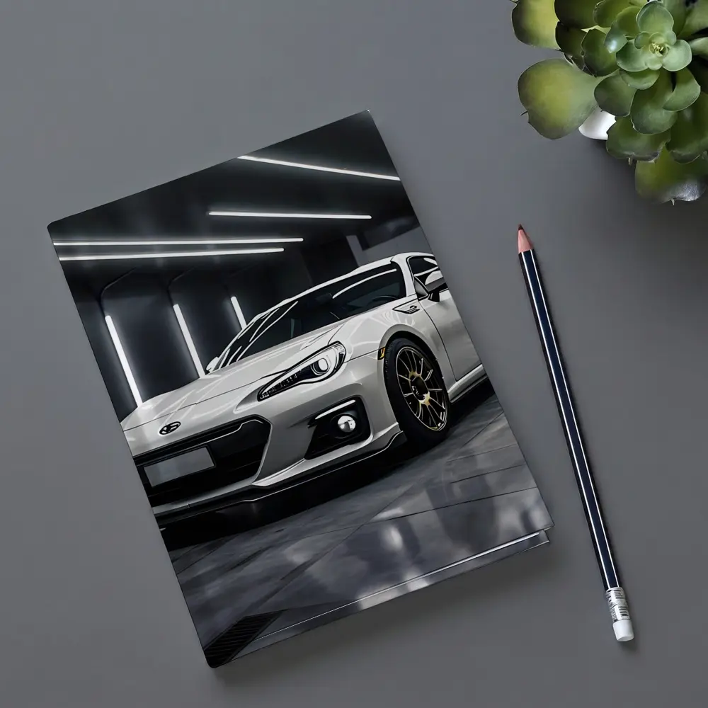 Subaru BRZ White Sports Car Garage – Notebooks