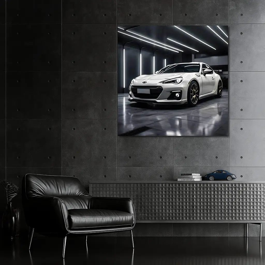 Subaru BRZ White Sports Car Garage – Wall Art