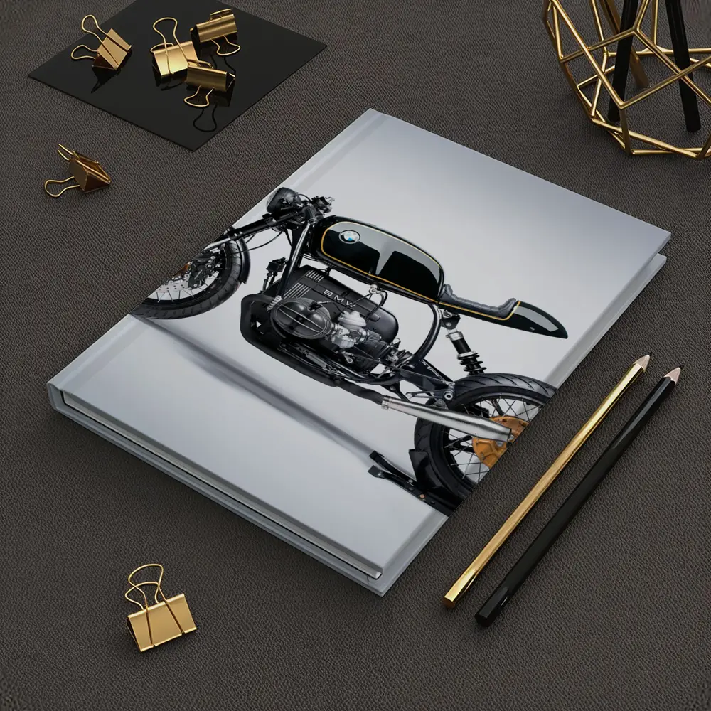 BMW Cafe Racer Custom Motorcycle Black Gold – Notebooks