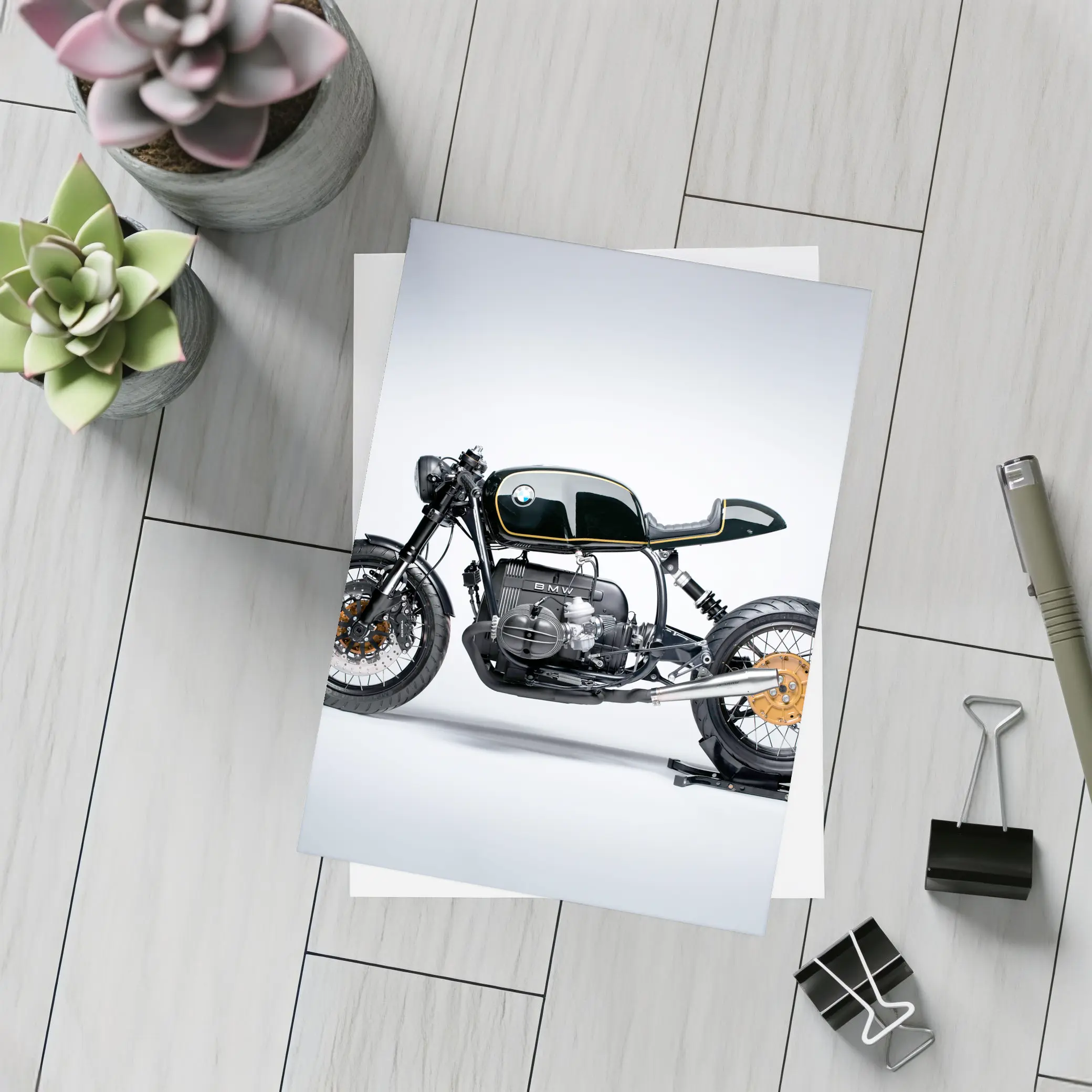 BMW Cafe Racer Custom Motorcycle Black Gold – Postcards
