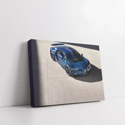 Bugatti Chiron Blue Supercar Aerial View