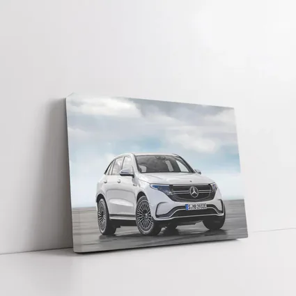 Mercedes EQC White Electric SUV Cloudy Sky