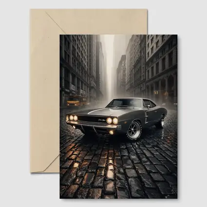 Dodge Charger Classic Muscle Car Rainy City