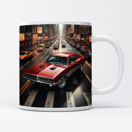 Red Dodge Charger Cruising New York Street