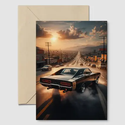 Dodge Charger Burnout on LA Street Sunset