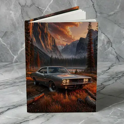 Dodge Charger Muscle Car Mountain Sunset Scene