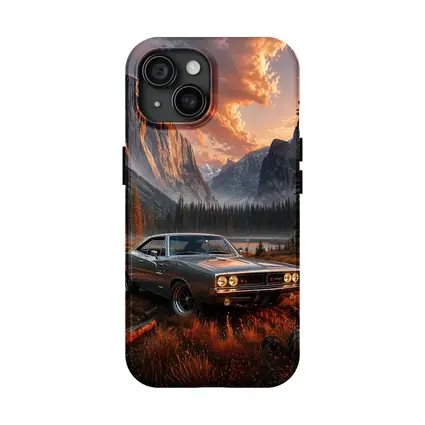 Dodge Charger Muscle Car Mountain Sunset Scene