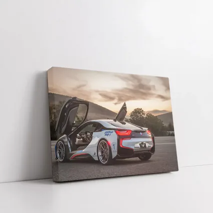 BMW i8 Scissor Doors Sunset Sky