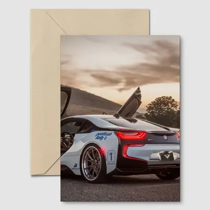 BMW i8 Scissor Doors Sunset Sky