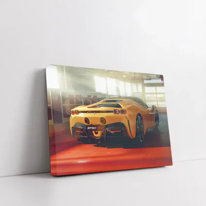 Ferrari SF90 Stradale Yellow Garage Rear