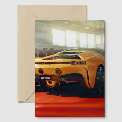 Ferrari SF90 Stradale Yellow Garage Rear