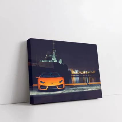 Lamborghini Huracan Orange At Night Harbor