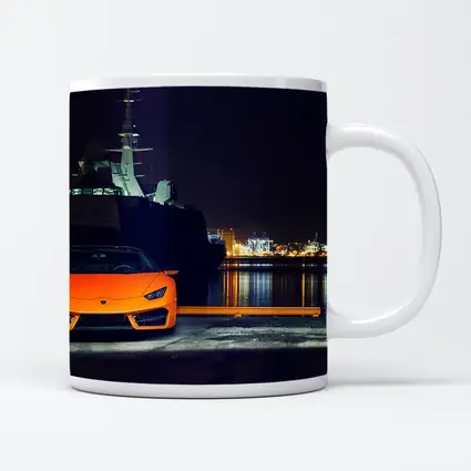 Lamborghini Huracan Orange At Night Harbor