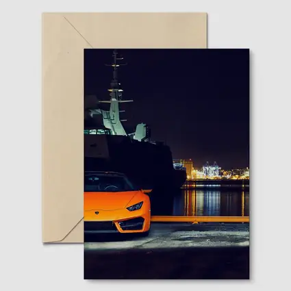 Lamborghini Huracan Orange At Night Harbor