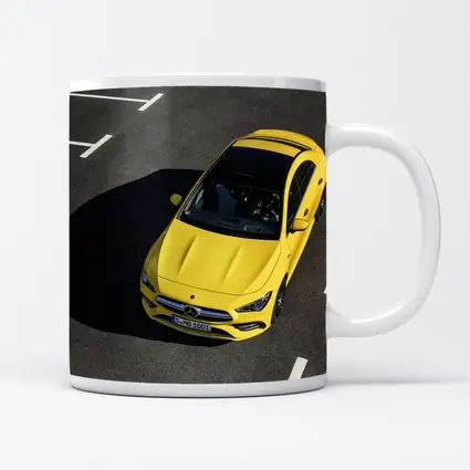Mercedes AMG CLA Yellow Parking Lot Aerial