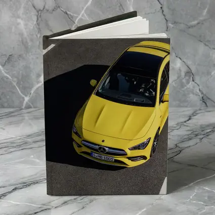 Mercedes AMG CLA Yellow Parking Lot Aerial