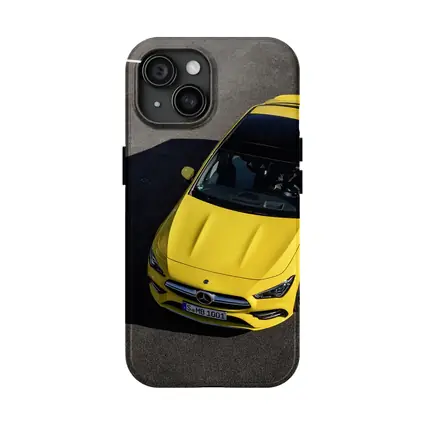 Mercedes AMG CLA Yellow Parking Lot Aerial