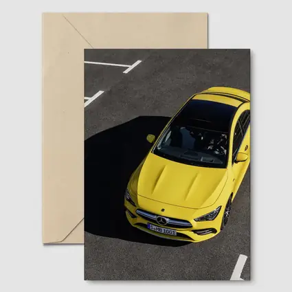 Mercedes AMG CLA Yellow Parking Lot Aerial