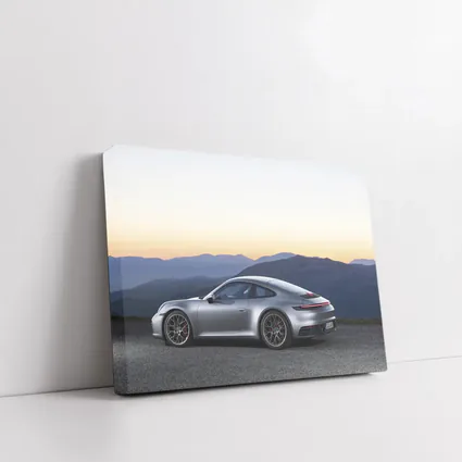 Porsche 911 Silver Coupe Mountain Sunset